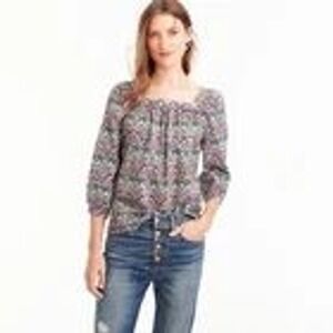 J.‎ Crew Liberty London Floral Strawberry Thief Peony Blouse Penny Peasant Top 4